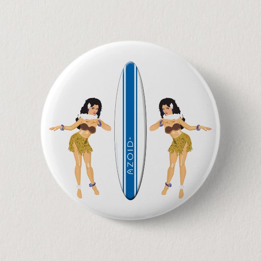 Badge Rond 5 Cm 2 Hulas et Surf Board (Devant)