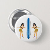 Badge Rond 5 Cm 2 Hulas et Surf Board (Devant & derrière)