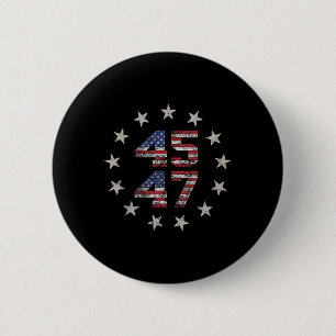 Badge Rond 5 Cm 2 Side Trump 2024 Président 45 47 American Flag Tr