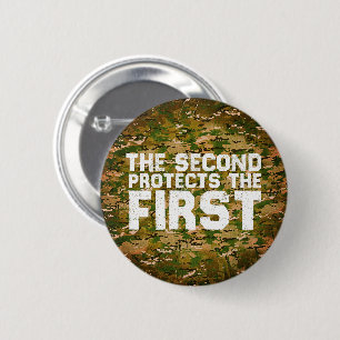 Badge Rond 5 Cm 2A Deuxième amendement protège la première arme à