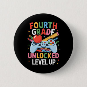 Badge Rond 5 Cm 2e année débloquée Level Up Gamer Enfants Garçons