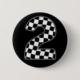 Badge Rond 5 Cm 2e anniversaire À damiers numéro 2 de course autom
