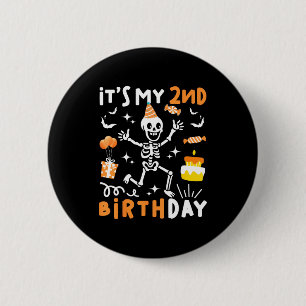 Badge Rond 5 Cm 2e anniversaire enfants drôle squelette 2e anniver