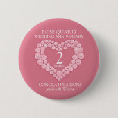 Badge Rond 5 Cm 2e anniversaire mariage rose quartz photo coeur (Devant)
