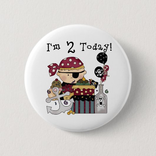Badge Rond 5 Cm 2e anniversaire Pirate Tshirts et cadeaux (Devant)