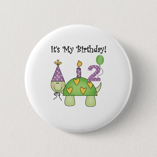 Badge Rond 5 Cm 2ème anniversaire de tortue (Devant)