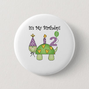 Badge Rond 5 Cm 2ème anniversaire de tortue