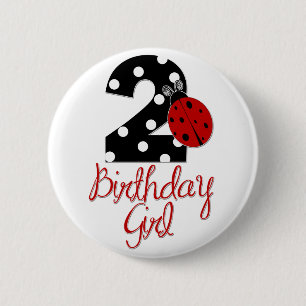 Badge Rond 5 Cm 2ème Fille d'anniversaire - coccinelle - 2 Madame
