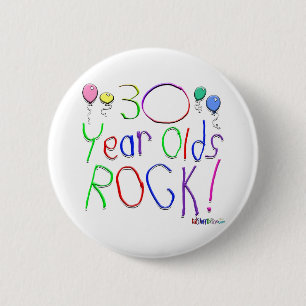 Badge Rond 5 Cm 30 ans de roche !
