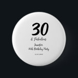 Badge Rond 5 Cm 30e anniversaire ajouter nom date année noir<br><div class="desc">conception modifiable</div>