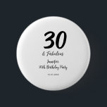 Badge Rond 5 Cm 30e anniversaire ajouter nom date année noir<br><div class="desc">conception modifiable</div>