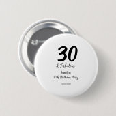 Badge Rond 5 Cm 30e anniversaire ajouter nom date année noir (Devant & derrière)