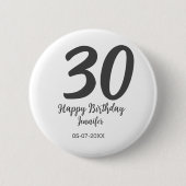 Badge Rond 5 Cm 30e anniversaire ajouter nom date année noir modèl (Devant)