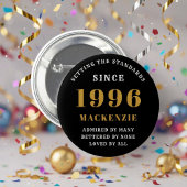 Badge Rond 5 Cm 30th Birthday 1996 Elegant Chic Black Gold