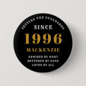 Badge Rond 5 Cm 30th Birthday 1996 Elegant Chic Black Gold (Devant)
