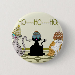 Badge Rond 5 Cm 3 chats avec Noël de casquettes