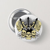 Badge Rond 5 Cm 3 crânes de guitares (Devant & derrière)