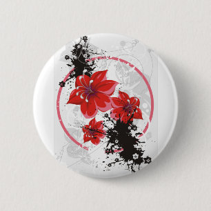 Badge Rond 5 Cm 3 jolies fleurs - couleur