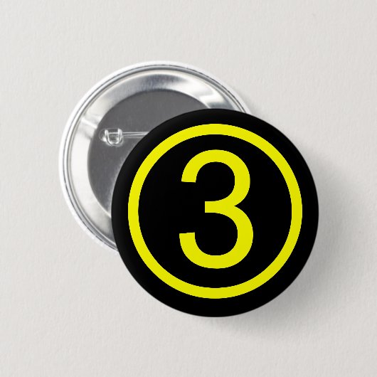 Badge Rond 5 Cm 3 - numéro trois (Devant & derrière)