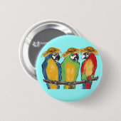 Badge Rond 5 Cm 3 perroquets (Devant & derrière)