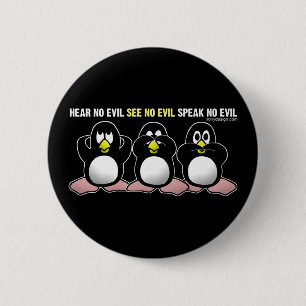 Badge Rond 5 Cm 3 pingouins sages