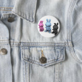 Badge Rond 5 Cm 3 wabbits mignons (En situation)