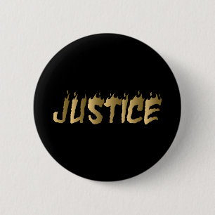 Badge Rond 5 Cm 3D Justice Gold Burning Lettering Noir