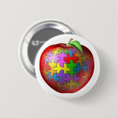 Badge Rond 5 Cm 3D puzzle Apple (Devant & derrière)