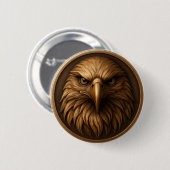 Badge Rond 5 Cm 3D Royal Eagle Head Medallion Style Button (Devant & derrière)