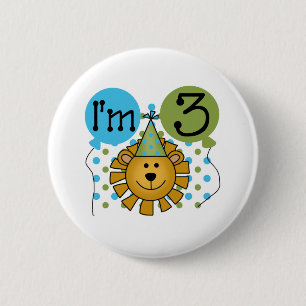 Badge Rond 5 Cm 3ème Anniversaire de lion