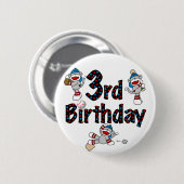 Badge Rond 5 Cm 3ème anniversaire du baseball de singe de soie (Devant & derrière)