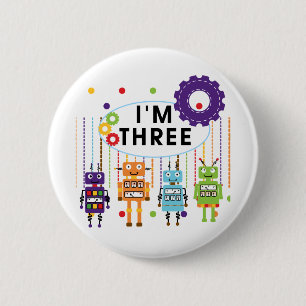 Badge Rond 5 Cm 3èmes T-shirts et cadeaux d'anniversaire de robot