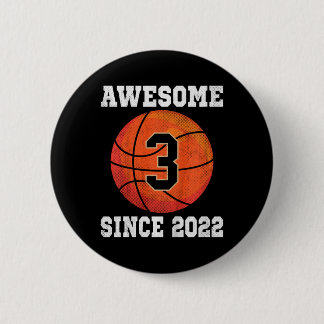 Badge Rond 5 Cm 3rd Birthday Sketll Lover 3 Years Old Vintage Spor