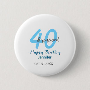 Badge Rond 5 Cm 40 ans & nom de date renouvelé bleu gras nombre