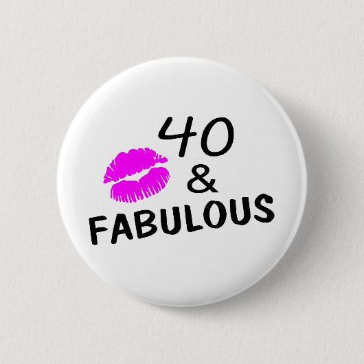 Badge Rond 5 Cm 40 et fabuleux (noir et rose) (Devant)