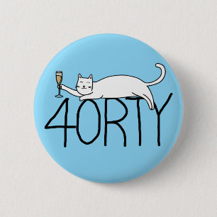 Badge Rond 5 Cm 40e anniversaire fêtes de chat 40 ans quarante