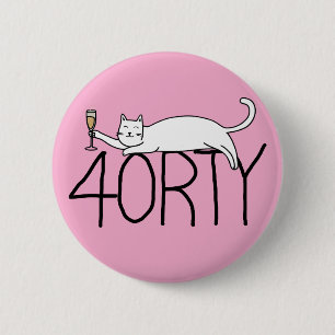 Badge Rond 5 Cm 40e anniversaire fêtes de chat 40 ans quarante