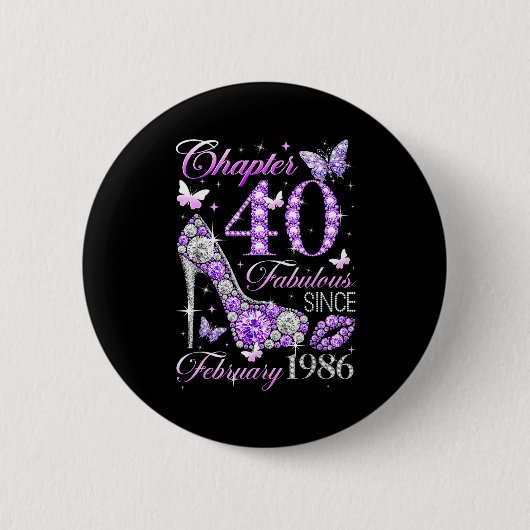 Badge Rond 5 Cm 40th Birthday Queen Chapter 40 Fabulous Since 1986 (Devant)