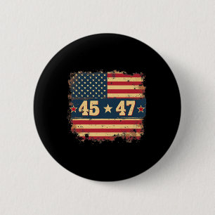 Badge Rond 5 Cm 45 47 Drapeau Vintage américain du président Trump