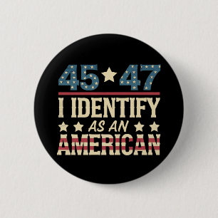 Badge Rond 5 Cm 45 47 Je M'Identifie Comme Un Drapeau Américain Tr