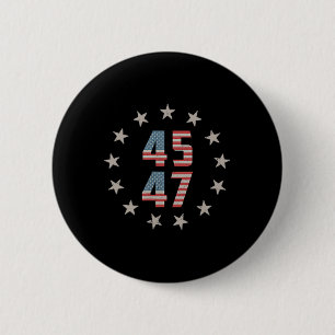 Badge Rond 5 Cm 45 47 Président Retro Vintage Usa Drapeau 2024 Pré