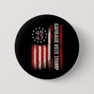 Badge Rond 5 Cm 45 47 Trump 2024 Élection Drapeau Américain Garge
