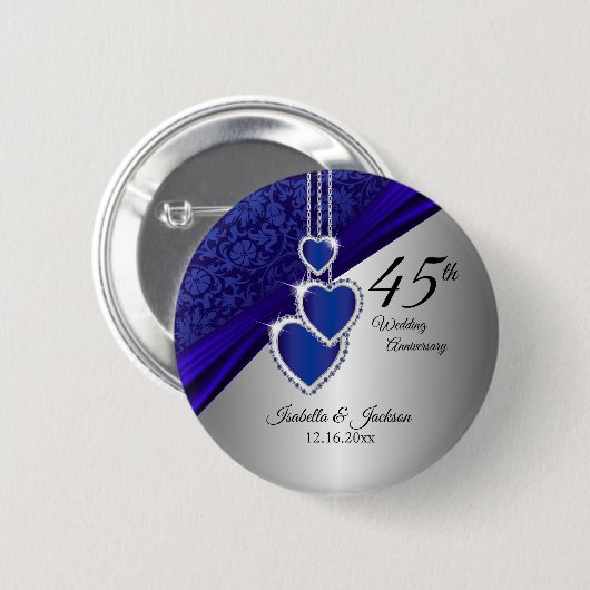 Badge Rond 5 Cm 45e anniversaire du Mariage Design 2 (Devant & derrière)