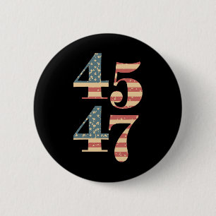 Badge Rond 5 Cm 47 Trump 2024 Soutien au drapeau Vintage Trump 45 
