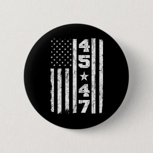 Badge Rond 5 Cm 47 Trump Vintage Usa Drapeau 2024 élection préside