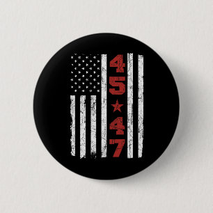 Badge Rond 5 Cm 47 Trump Vintage Usa Drapeau 2024 élection préside