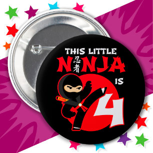 Badge Rond 5 Cm 4 Anniversaire 4 Anniversaire Enfants Party Little