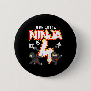 Badge Rond 5 Cm 4 Ans Ninja Anniversaire Fête Arts Martiaux Karat