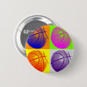 Badge Rond 5 Cm 4 couleurs Pop Art Basketball (Devant & derrière)