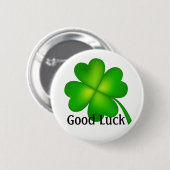 Badge Rond 5 Cm 4 feuilles de trèfle, Bonne chance ! (Devant & derrière)